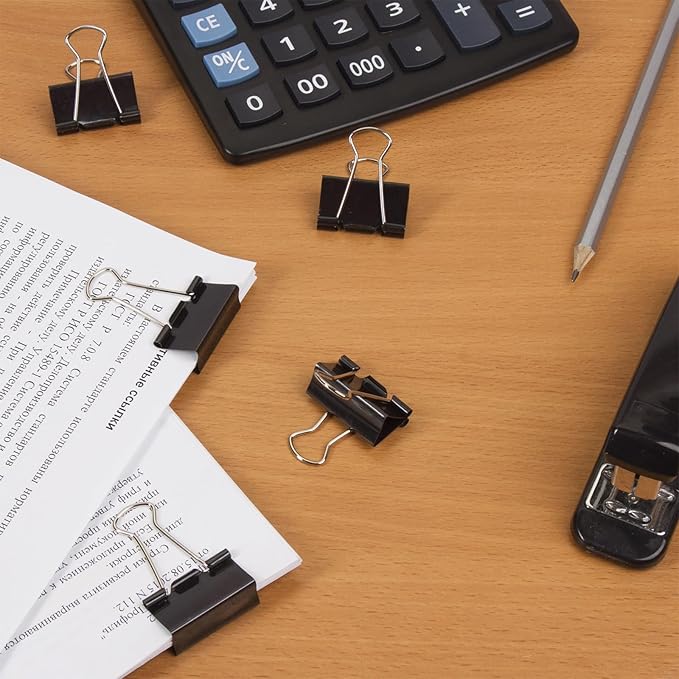 Binder and Paper Clips Set, 340 pcs Assorted Sizes in Container With Compartments - Silver Paper and Black Binder Clips for Home, School, Office Supplies