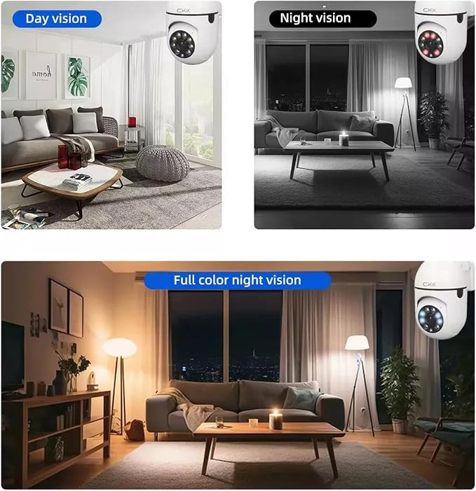 CKK 1080P Security Camera Outdoor Corded Power, 360° Pan/Tilt, Color Night - Image 3