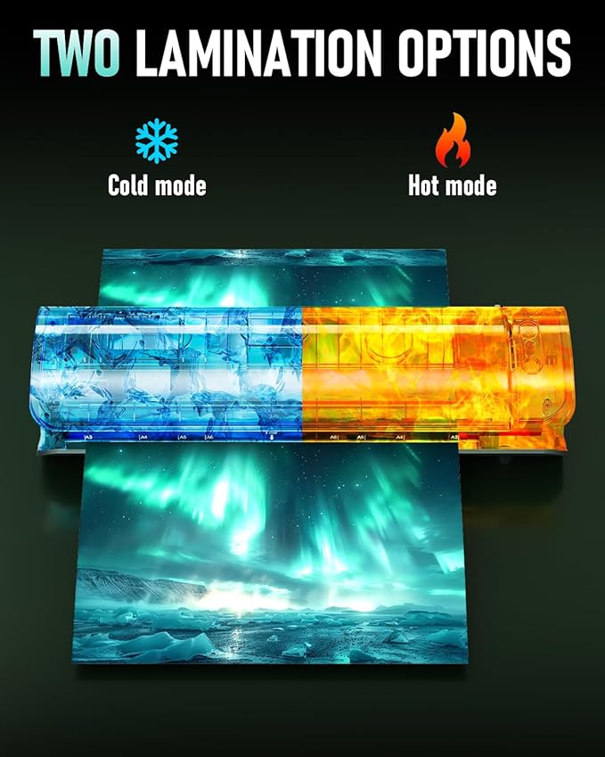 Qfun Laminator Machine 11x17 Cold Thermal Laminator，13 inch Laminating Machine 60s Warm-up with 30 Laminate Sheets，9 in 1 Desktop A3 Lamination Machine with Paper Trimmer for Teacher Home Office