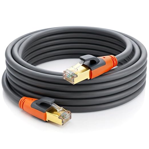 Cat 8 Ethernet Cable 25ft, High Speed LAN Cables 40Gbps 2000MHz Shielded by Plusivo