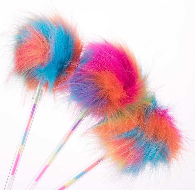 12 Pack Rainbow Pompom Gel Pen with Rainbow Ink