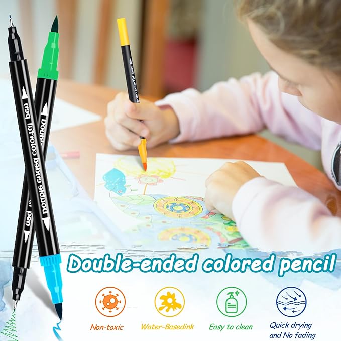 120 Colors Dual Markers Brush Pens, Art Markers Colored Pens for Adult Coloring Books, Brush and Fine Point Dual Tip Artist Colored Marker Set for Drawing Adult Coloring Hand Lettering