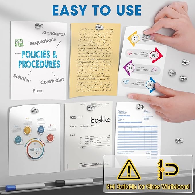 Grtard 24 Pack Magnetic Push Pins, Fridge Magnets for Whiteboard, Whiteboard Magnets Refrigerator Magnets, Small and Strong Push Pin Magnet for Office, School, Locker, and Map Magnet