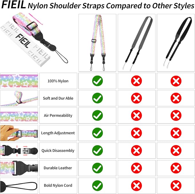 FIEIL Adjustable Shoulder Strap, Nylon Camera Strap, Comfortable Neck Strap - Image 5
