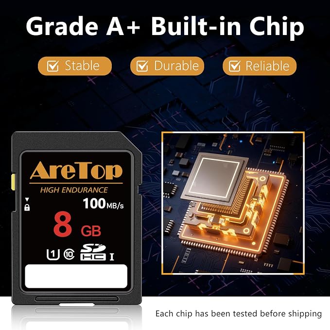 AreTop SD Card 8GB, 10 Pack UHS-I Class 10 SDHC Memory Card, 10 Pack 8GB Full - Image 4