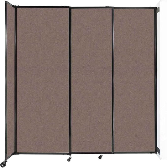 Wall-Mounted Sliding StraightWall Room Divider | Adjustable Widths | Locking Wheels | Room Separator | Up to 7'2" Wide x 7'6" Tall Latte Fabric Panels