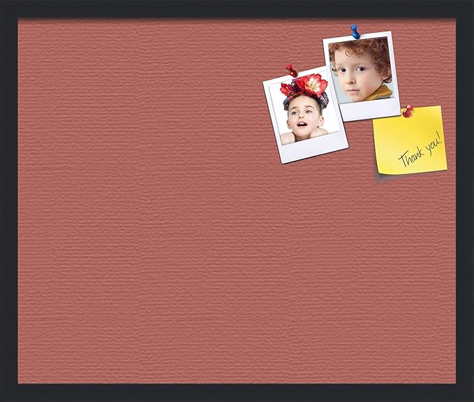 PinPix 24x20 Inch Cork Bulletin Board. This Decorative Framed Pin Board Comes with Crimson Pastel Design and a Satin Black Frame. Ideal for Home Office Decor or Message Board (PinPix-1807)