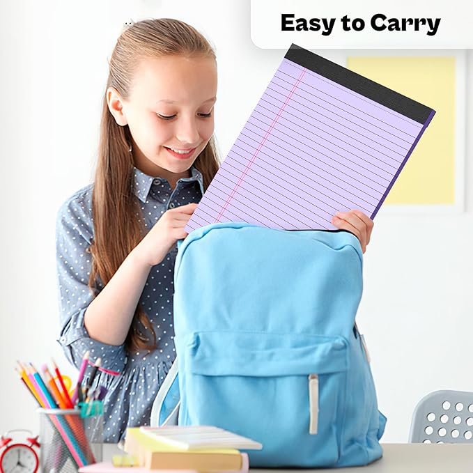 360 Sheets Purple Legal Pads 8.5" x 11" Pack of 12 Note Pads Wide Ruled Lined Paper with Micro-Perforated Writing Notebook 30 Sheets per Pad To-Do List Notepad for School, Office & Home Supplies