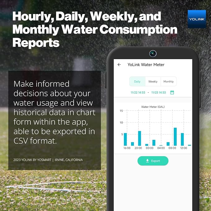 YoLink FlowSmart NSF Water Meter, Smart Water Usage Monitor and Water Leak - Image 4