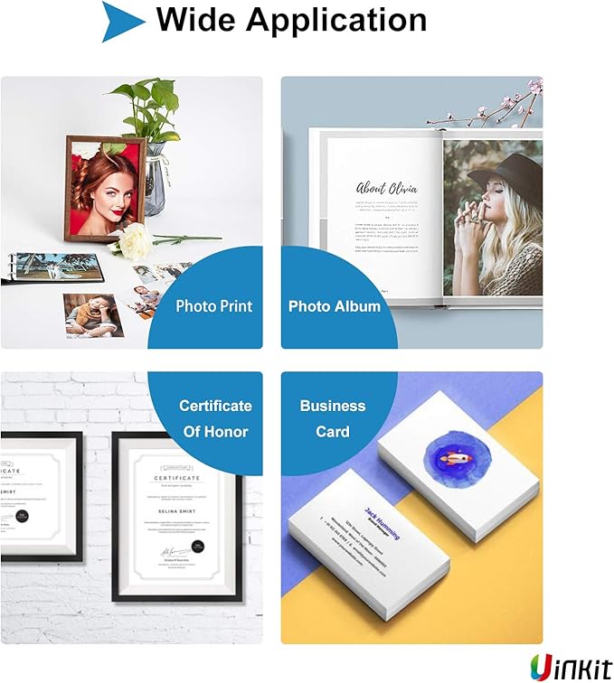 Uinkit 100 Sheets Thick Inkjet Glossy Photo Paper Picture 8.5x11 62lb 230g 11.1mil Cardstock Postcard Brochure For Dye Ink Inkjet Printer