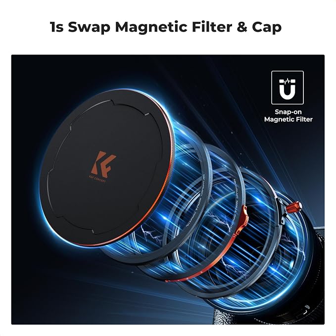 K&F CONCEPT 82mm Magnetic 1s Swap 5-Pack: CPL + VND2-32 + Black Diffusion 1/4 + - Image 3
