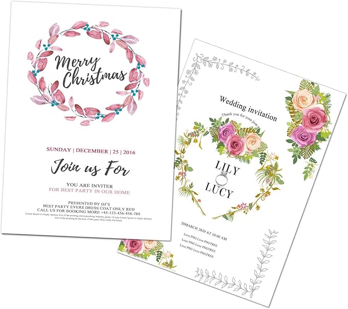 5x7 Blank White Cardstock Paper (Set of 50) Thick Paper - 80lb Flat Cards Stock Printer Paper for Make Your Own DIY Invitations, Note, Greeting, Table Cards - Writing, Stamping,Painting, Drawing