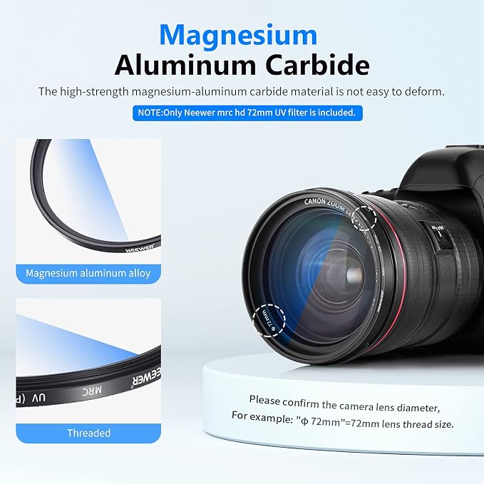 NEEWER 72 mm UV Protection Filter, High Definition/30 Layers of Multi-Coated - Image 6