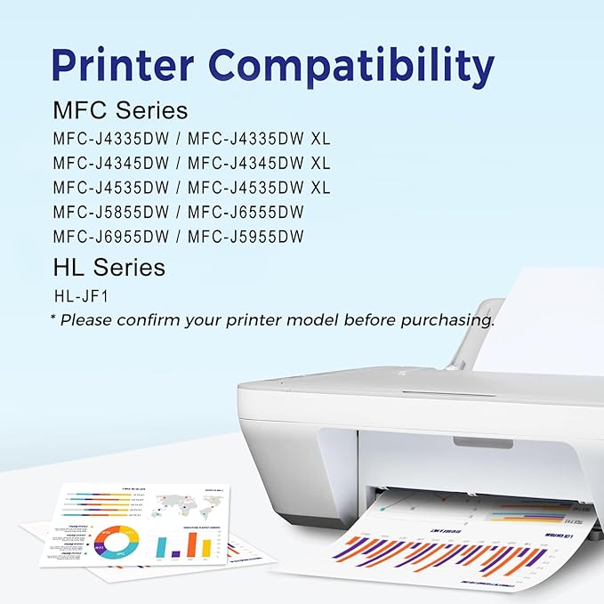 LC406XL Ink Cartridges Replacement for Brother LC406 LC 406 XL Ink Cartridge Compatible with MFC-J4335DW MFC-J6955DW MFC-J5855DW MFC-J4535DW Printers (4Pack)