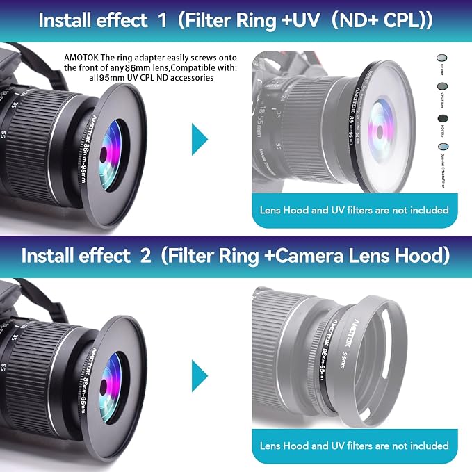 86mm Lens to 95mm Camera Lens Adapter, 86mm to 95mm Filter Step up Ring Adapter - Image 6