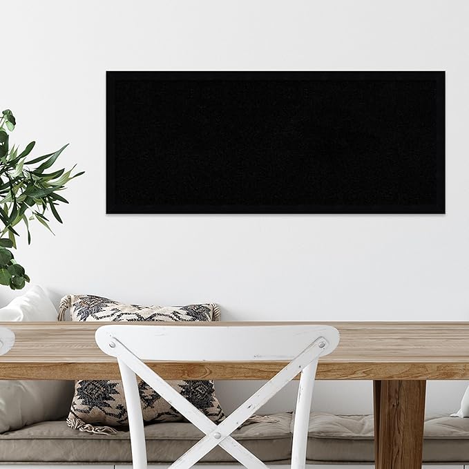 Amanti Art Black Cork Board for Wall, 13x31 Vision Board with Black Wood Frame, Medium Corkboard Office Decor for Home Organization, Modern Corkboard Pinboard to Display Items for Home Organization