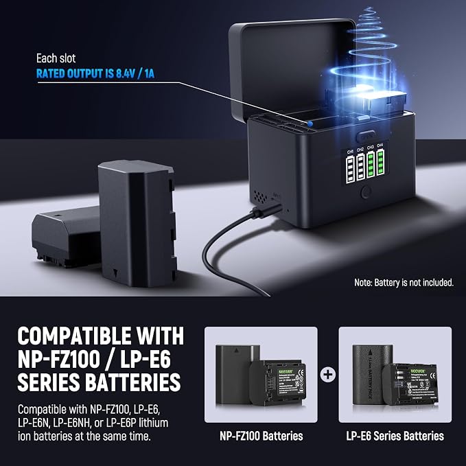 NEEWER 2 in 1 Four Channel USB Battery Charger - Image 2