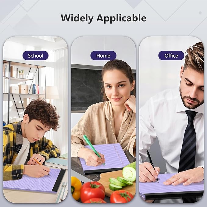 3 Pack Legal Pads 8.5 x 11 College Ruled Colored Note Pads 8.5" x 11" Lined Paper Chipboard-Backed Notepad with Micro-Perforated Notebook Paper for Office & School Supplies 50 Sheets/Pad