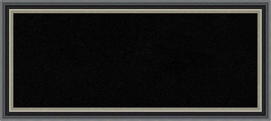 Amanti Art Black Cork Board for Wall, 15x33 Vision Board with Black Wood Frame, Medium Corkboard Office Decor for Home Organization, Modern Corkboard Pinboard to Display Items for Home Organization