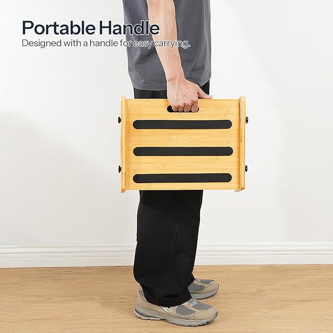 HOOBRO Bamboo Foot Rest, Adjustable Under Desk Footrest with 5 Height Options & Angles, Non-Slip Ergonomic Foot Rest for Under Desk at Work for Improved Posture, for Home & Office, Natural YL01FP01