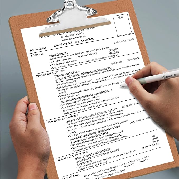 HERKKA 6 Pack Hardboard Office Clipboards - A4 Letter Size, ECO Friendly