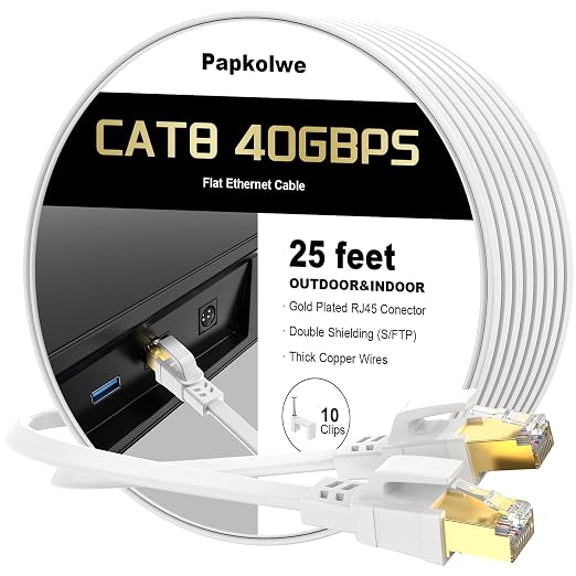 Cat 8 Ethernet Cable 25 ft, Heavy Duty High Speed Cat8 LAN Network Cable by Unknown