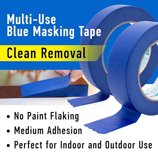 ABRO Blue Painters Tape 2 Inch Wide, 48mm x 55M, All Purpose Blue Tape, Temporary Labeling, Easy Tear, Clean Removal, Masking Tape Colored DIY or Pro