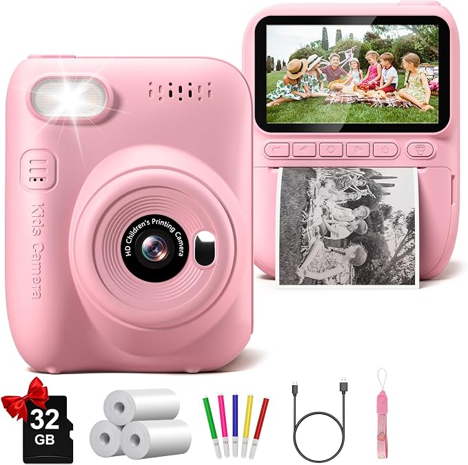 Instant Print Camera for Kids, 3.0" HD 32MP Kids Camera 1080P - Image 8