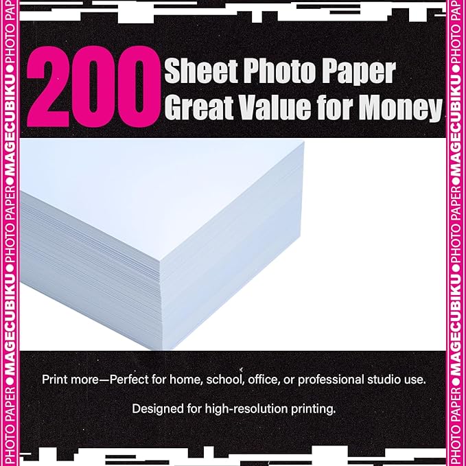 Glossy Photo Paper 8.5 x 11 Inches,200 Sheets 70 lb/258 gsm Premium Heavyweight Photographic Paper for Inkjet Printer Instant Dry Professional Postcard Picture Use Dye Ink