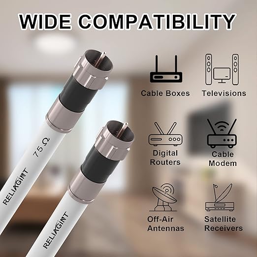 35ft RG6 Coaxial Cable White, 75 Ohm Coax Cable - Image 5