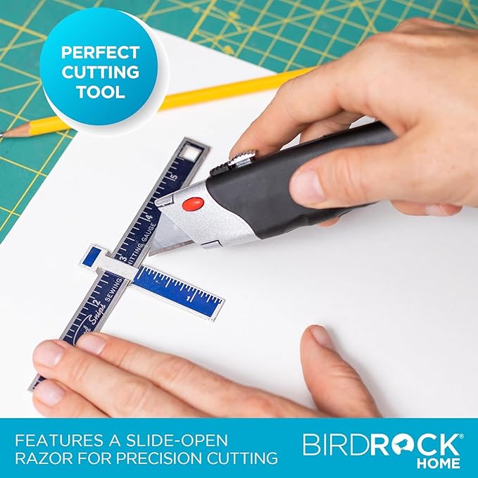 INTERNET'S BEST Premium Utility Knife | Retractable Box Cutter with Rubber Handle | Heavy-Duty Cutting for Cardboard, Carpet, Plastic | Retractable Blade | Includes 1 Razor Knife & Extra Blades