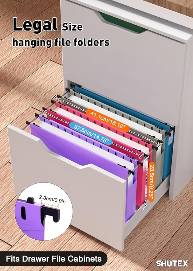 Extra Capacity Legal Size Hanging File Folders,12 Pack Reinforced Plastic Hanging Folder, Heavy Duty 2 Inch Expansion, Filing Cabinet Folders for Bulky Files, Medical Charts, Colorful