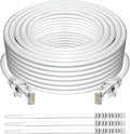 Adoreen Cat 6 Ethernet Cable 35 Ft-White, Outdoor & Indoor Snagless Long Round by Adoreen