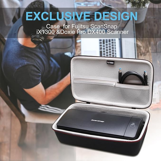 LTGEM Case Compatible with ScanSnap iX1300 & Doxie Pro DX400, Black