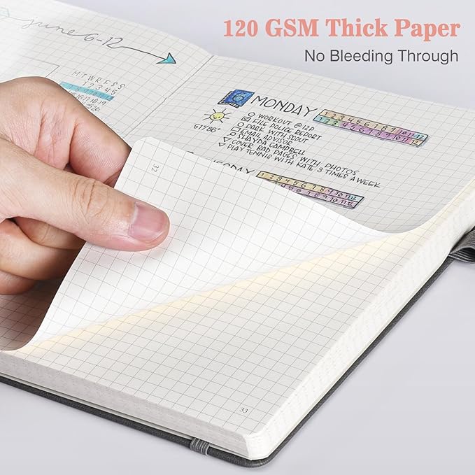 Graph Paper Notebook 3 Pack, A5 Grid Notebook Journal with Index Pages, Graph Notebook with 120gsm Paper, Leather Journal for Writing, Grid Paper Notebook for Work, School Supplies, Math,5.75" x 8.38"