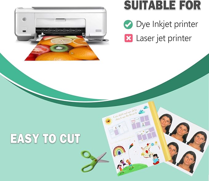 5x7 Photo Paper 100 Pack, 52lb Glossy Photo paper for Inkjet Printer, 200gsm