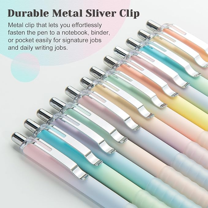 Gel Pens Fine Point 0.7mm Black Ink Gel Pen Retractable Cute Pens for Smooth Writing School Office Supplies, Pack of 18