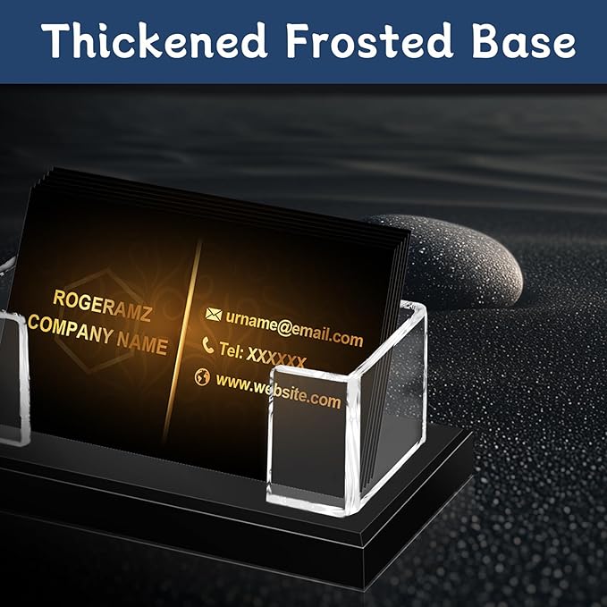 Acrylic Business Card Holder for Desk, Clear Business Card Display Stand with Black Base for Desk -2-Piece Gift Card Organizer for Office Desktop, Conferences, and Exhibition Receptions