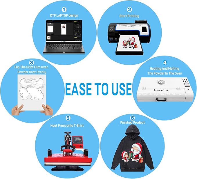 Lancelot Auto-Maintenance A3 M1630 Pro DTF Printer Transfer Printing Machine with White Ink Circulation and Auto-Film Cutter for DIY Print T-Shirt,Doule Speed for L1800/R1390 DTF Printer