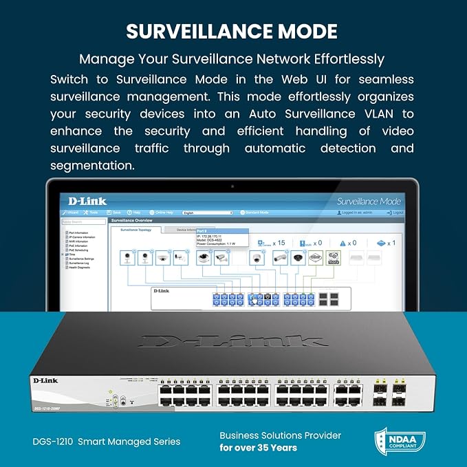 D-Link 52-Port Gigabit Smart Managed PoE+ Switch | 48 PoE+ Ports + 4 Combo SFP - Image 8