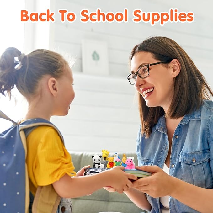 60 Pack Animal Pencil Erasers for Kids, 3D Mini Puzzle Take Apart Erasers, Desk Pets & Treasure Box Toys, Bulk Party Favors, Classroom Prizes, School Supplies, Gift for Boys & Girls