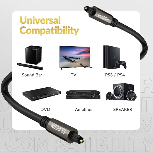 Elecan Optical Audio Cable 200 Ft Digital Audio Toslink Cable Cord-Fiber - Image 6