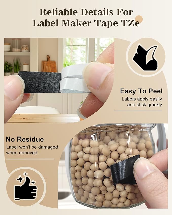 3-Pack 12mm Tz Tape Gold on Black Compatible with Brother P Touch Label Tape Tze-334 Tz Tape 12mm 0.47" Laminated Black, Work for Brother P Touch Label PT-D210 PT-H110 PT-D600 PT-D400 PT-1180