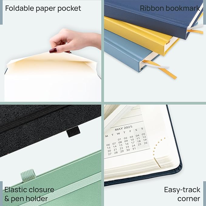 POPRUN Planner 2025-2026, (Medium 6.5'' x 8.5'' Hard Cover) Academic Calendar (July 25-June 26) Daily Weekly and Monthly Appointment Book with Hourly Time Slots, Monthly Tabs, 100 GSM - Violet