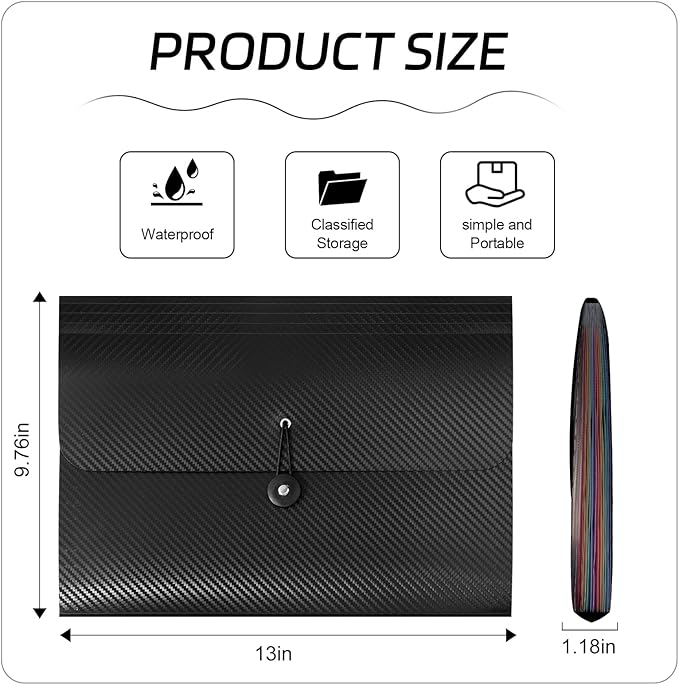 14 PCS Office Accordion File Organizer Bulk - 13 Pocket Plastics Expanding Folder with Tabs - Letter Size Loose Paper Folder for Work School Home, Student Teacher