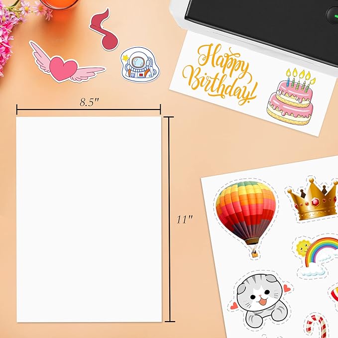 Full Sheet Sticker Paper for Laser & Ink Jet Printers, 8.5" x 11" Full Sheet Address Shipping Label, 200 Sheets 200 Labels