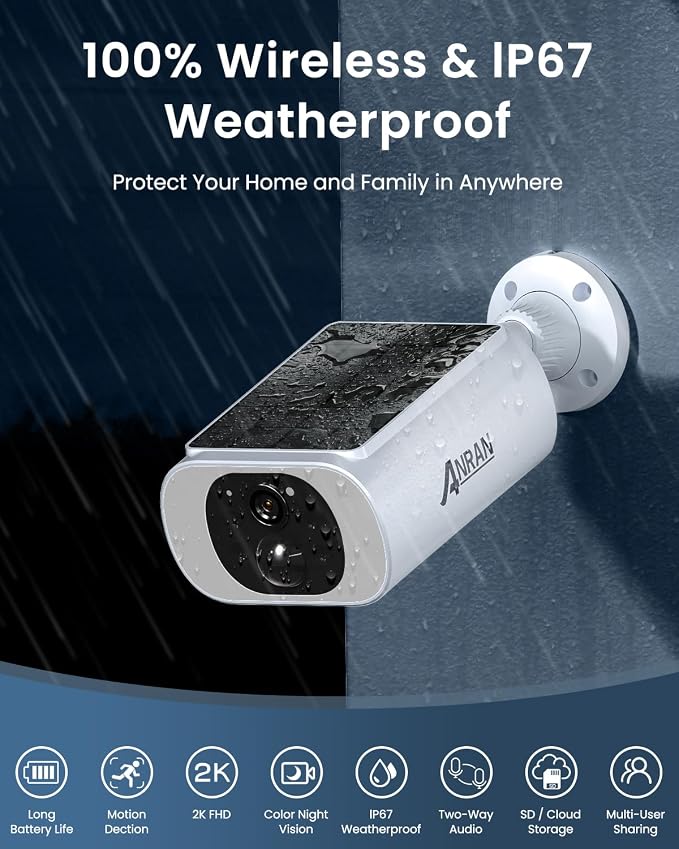 ANRAN 2K Solar Security Cameras Wireless Outdoor, 2.4Ghz WiFi Surveillance - Image 5
