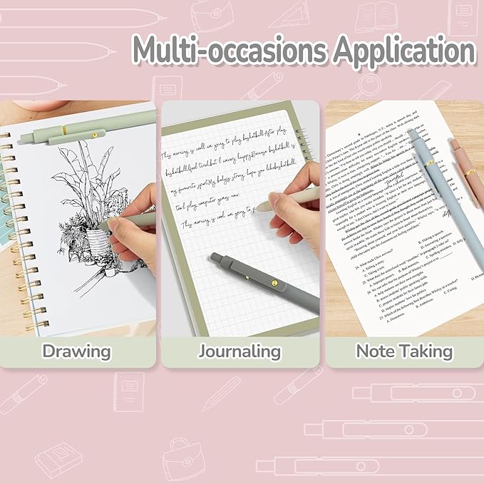 Gel Pens, 6 pcs 0.5mm Black Ink Pens Gold Morandi Barrel Fine Point Smooth Writing Pens Quick Dry Pen for School Office Supplies, Gifts for Girls Women