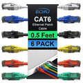 Cat6 Patch Cables 0.5 Foot, Cat 6 Ethernet Cable, 24AWG CCA Cord, UTP Network by ECJTU-US