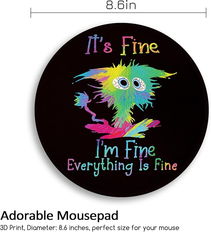 Color Cat Mouse Pad, Funny Small Round Mouse Pads for Desk, Mini Travel Mousepad for Work Wireless Computer Laptop, Office Desk Accessories, 8.6 x 8.6 inch